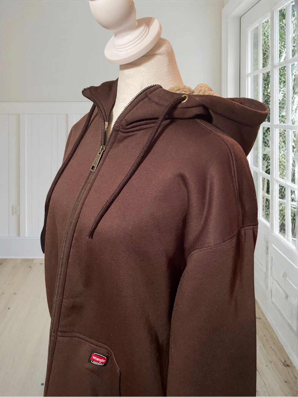 NWT WRANGLER Men's L Heavyweight Sherpa Lined Fleece Jacket Java Brown WW65206 - Picture 3 of 15
